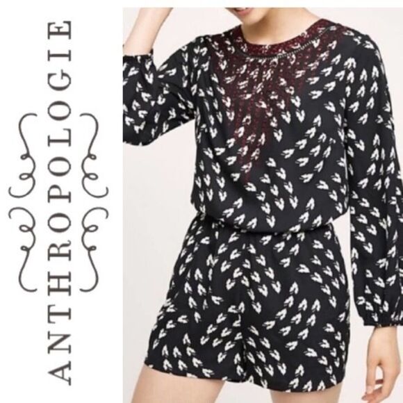 Ranna Gill Anthropologie Long Sleeve Printed Madine Romper Size small - Picture 1 of 13